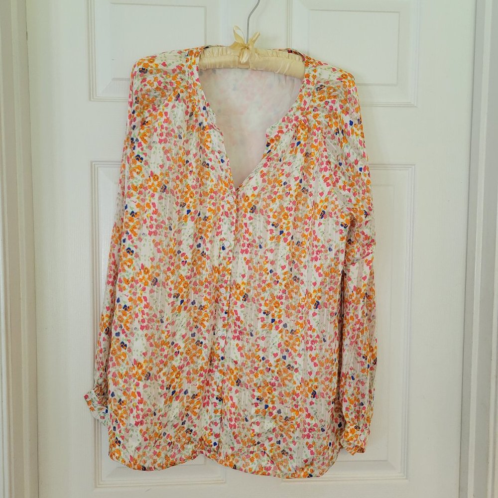 Womens Blouse Long Sleeve V Neck